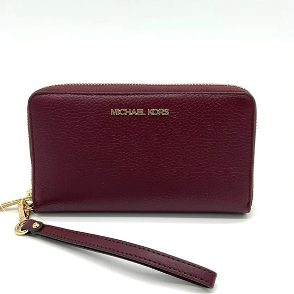 Michael Kors Large Flat Mf Phone Case Wallet Ox Blood